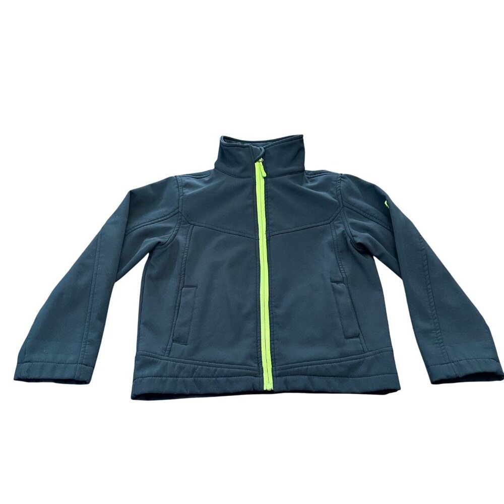 Glacier Shield Jacket Youth Boys Size 7 Black Green Zipper Softshell Lightweight